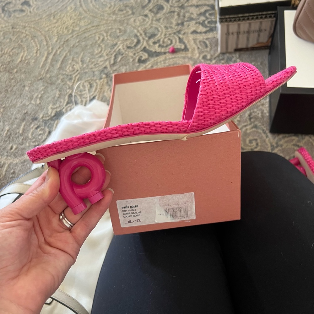 cult gaia Hot Pink Braided Slide Sandals